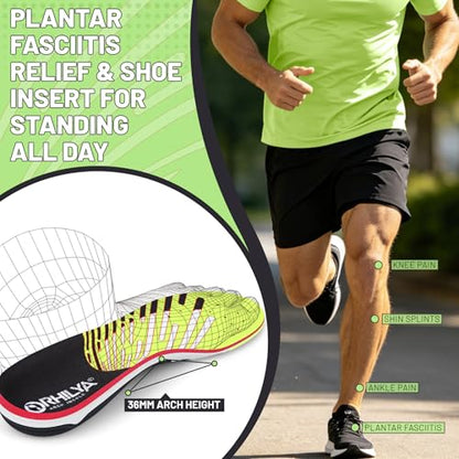 240lbs+ Arch Support Insert Plantar Fasciitis Pain Relief Insole - color: Light Green, size: MEN (12-12 1/2)|WOMEN (14-14 1/2)--305MM
