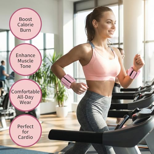 Unleash Your Potential! Ankle & Wrist Weights for Women – Adjustable Silicone Arm/Leg Set for Pilates, Yoga, Walking & Strength Training - color: pink 0.5 lbs per hand