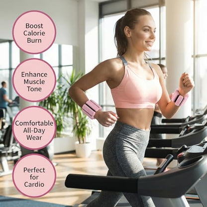 Unleash Your Potential! Ankle & Wrist Weights for Women – Adjustable Silicone Arm/Leg Set for Pilates, Yoga, Walking & Strength Training - color: pink 0.5 lbs per hand