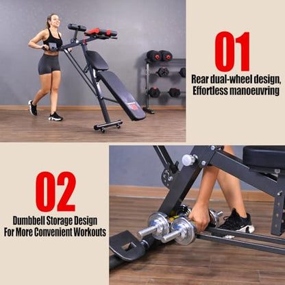 K KiNGKANG Adjustable Weight Bench,Multi-Functional Roman Chair for Full All-in-One Body Workout Hyper Back Extension and Sit up - color: Daek Gray