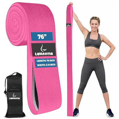 Premium 76" Extra Long Resistance Band for Working Out, 3" Wide Non-Slip Fabric Exercise Band for Stretching, Yoga, Strength Training & Physical Therapy