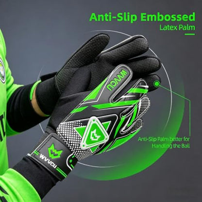 Goalkeeper Gloves for Kids Youth, Soccer Goalie Gloves with Double Protection, Anti-Slip Soccer Gloves, Super Grip