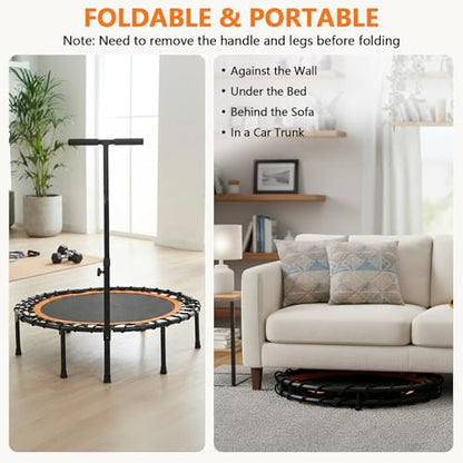 40" Bungee Rebounder Mini Trampoline with Foam Handle for Adults and Kids
