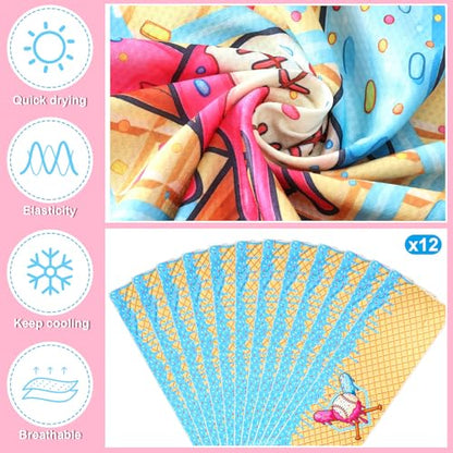 12 Pcs Cream Drip Baseball Cooling Towels 40"x12" Ice Drip Cooling Towels Microfiber Sweat Sport Rags Absorbent Chilly Washcloth for Hot Weather Workout Gym Coach Gift Sport Party Favors - style: Cream Drip Baseball
