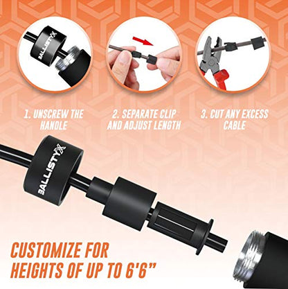 Ballistyx Jump Rope - Premium Speed Jump Rope with 360 Degree Spin, Steel Handles, Silicone Grips and 2 x Adjustable Cables - for Crossfit, Gym & Home Fitness Workouts & More