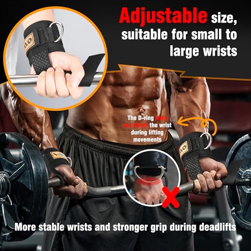 VAIIO 2Pcs Adjustable Weight Lifting Straps with D Ring | Original Non-Slip Dot Design for Deadlifts, Cable Machines & Powerlifting - 7mm Neoprene Padded Wrist Support with Breathable Mesh & Quick-Detach Hook-Loop - Reinforced Polyester-Cotton Straps for