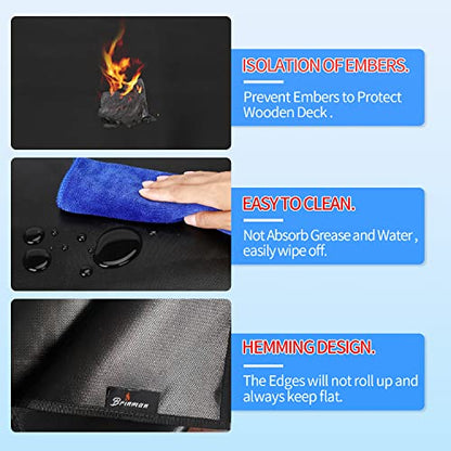 Under Grill Mats for Outdoor Grill - 48x40 Inch BBQ Mat for under Barbecue - Double-Sided Fireproof Patio & Deck Protector Mat - Fire Pit Mat -Oil-Proof Grill Floor Pads - Stove Mat Patio Accessories - size: 40x48 inch double side fireproof