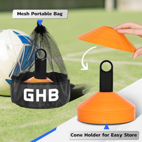 GHB Soccer Cones 25/50/100 Pack Disc Soccer Sport Cones - color: 25Pcs Orange