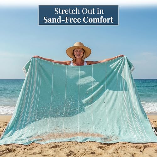 LANE LINEN Beach Blanket Sand Free & Lightweight Beach Towel - Hunter Green - color: 23: Hunter Green, size: Beach Blanket (82" x 82")