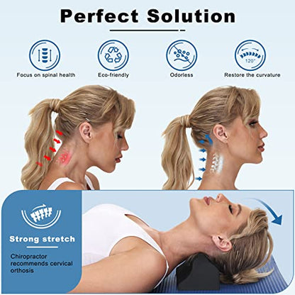 Neck Stretcher Chiropractic Pillows for Neck Pain Relief, Cervical Traction Device for Cervical Spine Alignment, Neck and Shoulder Relaxer, Cervical Orthotic Traction Block