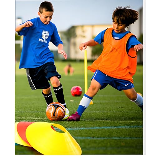 Soccer Cones (Set of 50), Agility Training Disc Cone with Carry Bag and Holder for Drilling Football Basketball Sports Field Markers,