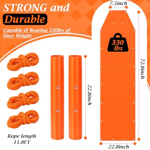 2 Pcs Deer Drag Sleds with Deer Drag Harness and Ropes Heavy Duty Thickened Tear-Resistant Portable Outdoor Gear for Hauling Hunting Trophy Firewood Ice Fishing