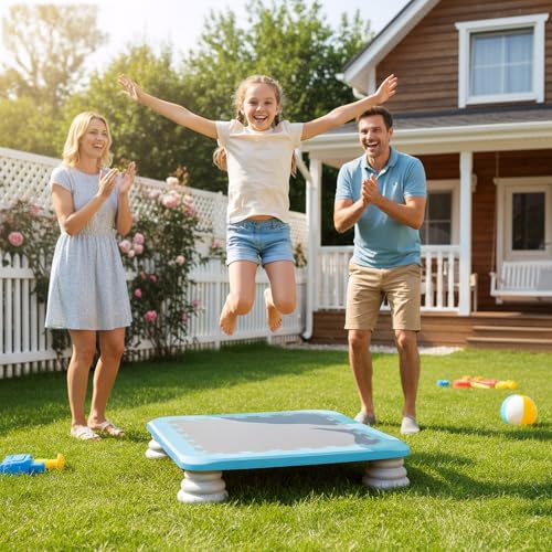 Mini Trampoline for Kids Sensory Trampoline Bouncing Board Bounce Board for Sensory Integration Training with Non-Slip Base Outdoor Recreation Max Load 200 lbs（US Fast Arrival） - color: Light Blue