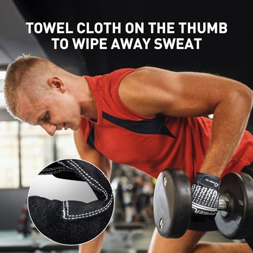 FINGER TEN Workout Gloves Full Finger with Padding 1 Pair - color: Black, size: Large
