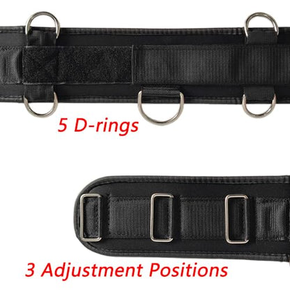 Fitness Resistance Belt Multi Functional Fitness Belt with 5 Rings for Weight Training and Resistance Training of Load Carrying Pull Up Belt Squat