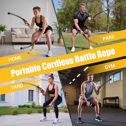 Ropeless Battle Rope for Home Gym with Non-Slip Handle for Wrist Protection
