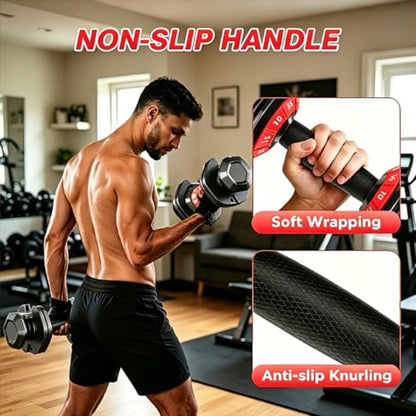 Adjustable Dumbbell Set, All in One Weights Dumbbell with Non-Slip Handle, 1 Hand Quick Adjust weight set for Home Gym