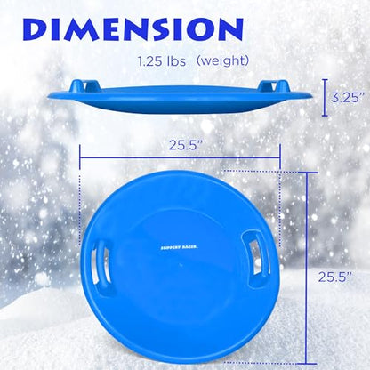 Slippery Racer Heavy-Duty Cold Resistant Downhill Pro Adults and Kids Plastic Outdoor Winter Saucer Disc Snow Sled with Handles (Blue, 3)