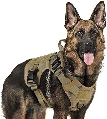 rabbitgoo Tactical Dog Harness X-Large, Heavy Duty Military No Pull Vest - color: Brown, size: X-Large