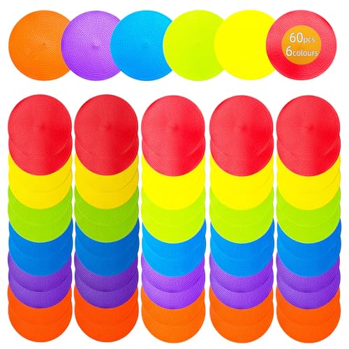 LAZR Non Slip Agility Marker Aggregate Dots 4.72 inch 9 inch Floor Dot Marker for Classroom Dance Sports Football Basketball Speed Agility Training - style: 4.72inch 60pcs