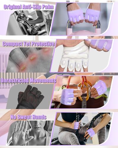 Weight Lifting Workout Gloves Men Women, Breathable Barehand Gym Gloves for Weightlifting Rowing Exercise Training Fitness Crossfit WODs - size: Large
