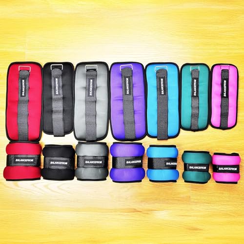Fitvids Fully Adjustable Ankle Wrist Arm Leg Weights, 1-20LBS, Multiple Options - style: 5 lbs each (10-lb pair), Red