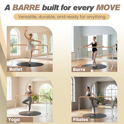 Portable Ballet Barre for Home or Studio – Adjustable Freestanding Curved Dance Bar for Kids & Adults, Ideal for Stretch, Pilates, Dance & Active Workouts White
