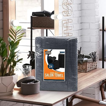 Utopia Towels Cotton Bleach Proof Salon Towel 16 by 27 inches, Bleach Safe 100% Cotton Hand Towel for Gym, 12 Pack, Dark Grey - color: Dark Grey, size: 12 Pack