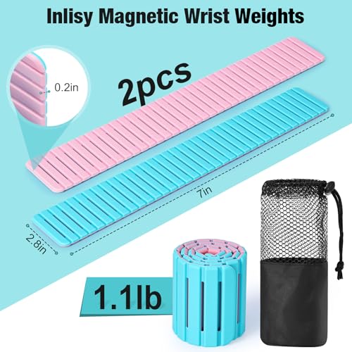 2 Pcs Adjustable Magnetic Ankle & Wrist Weights for Women & Men - 1lb Each, Perfect for Jogging, Swimming, Yoga, Cardio & Pilates