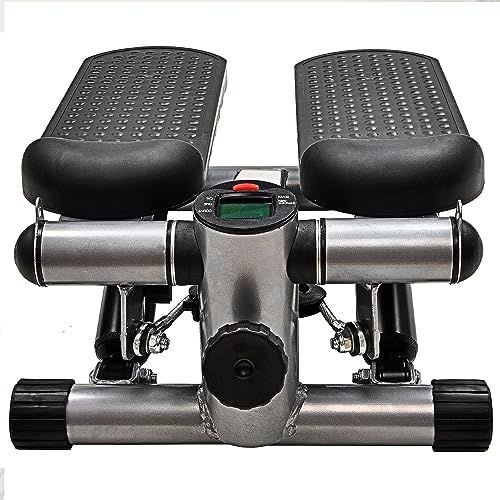 BalanceFrom Mini Stepper Exercise Machine, 300 Pound Weight Capacity – Compact Home Gym Equipment with Resistance Bands, LCD Monitor, Adjustable Height, and Non-Slip Footplates