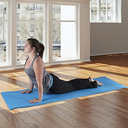 Thick Yoga Mat - Double Sided 1/2-Inch Workout Mat - 72x24-Inch Exercise Mat for Home Gym Fitness or Pilates with Carrying Strap by Wakeman