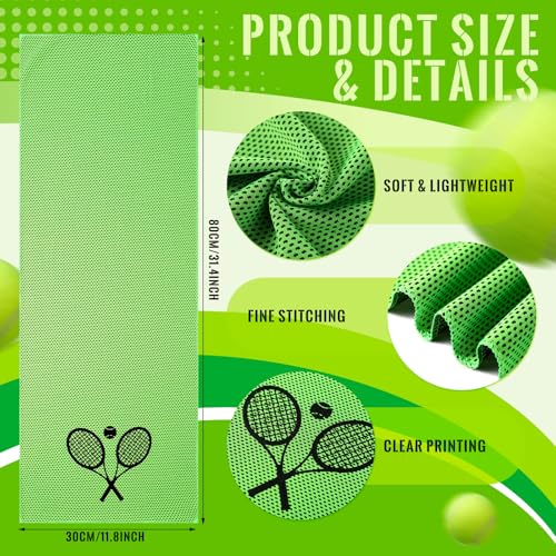 12 Count Cooling Towel Tennis Breathable Chilly Towel 32'' x 12'' Soft Tennis Ice Neck Wrap Workout Sweat Washcloths for Sports Gym Microfiber Dishcloths for Coach Gifts - style: Tennis