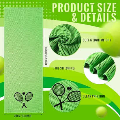 12 Count Cooling Towel Tennis Breathable Chilly Towel 32'' x 12'' Soft Tennis Ice Neck Wrap Workout Sweat Washcloths for Sports Gym Microfiber Dishcloths for Coach Gifts - style: Tennis