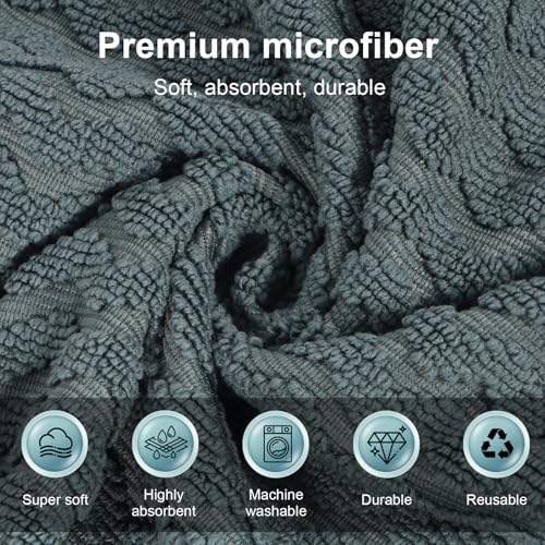 Dual-Sided Microfiber Cloths, 12x12 Lint-Free 6-Pack - color: Dark Gray-blue