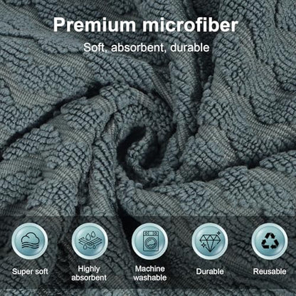 Dual-Sided Microfiber Cloths, 12x12 Lint-Free 6-Pack - color: Dark Gray-blue