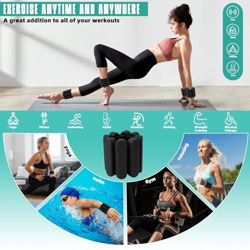 Ankle Weights for Women Men, Silicone Wrist Weights Set of 2 - Wearable Leg Weights/Arm Weights Ideal for for Home Gym Workout, Running, Yoga, Pilates, Barre, Exercise, Strength Training