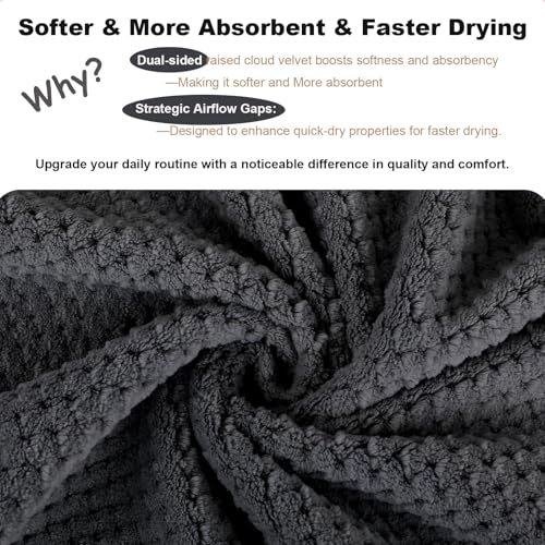 2 Pack Bath Towel Set, Waffle Bath Towel Set, Super Soft Highly Absorbent, Sturdy Quick Drying Towels for Bathroom, Gym, SPA, Yoga (2 Piece 30" x 60", 1Grey+1Purple)