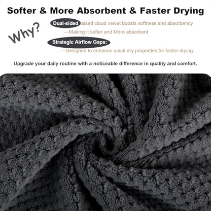 2 Pack Bath Towel Set, Waffle Bath Towel Set, Super Soft Highly Absorbent, Sturdy Quick Drying Towels for Bathroom, Gym, SPA, Yoga (2 Piece 30" x 60", 1Grey+1Purple)