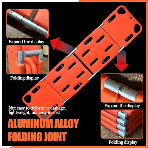 Foldable Emergency Rescue Stretcher - Water-Resistant Spine Board for Patient Transport & Immobilization, Ideal for Paramedics, Lifeguards, and Ambulance Services, 4 Folds