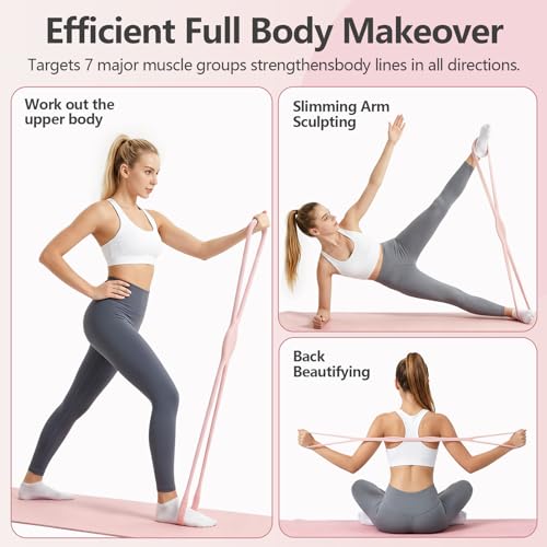 Figure 8 Resistance Band for Working Out, Arm Bands for Physical Therapy, Exercise Bands & Strech Bands with Handle, Yoga Stretch Band, Fitness Equipment for Yoga, Pilates