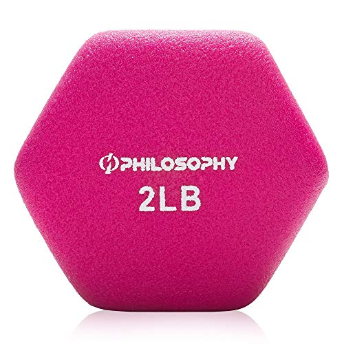 Philosophy Gym Set of 2 Neoprene Dumbbell Hand Weights, Hexagon Shape - style: Pink 2 lb Pair