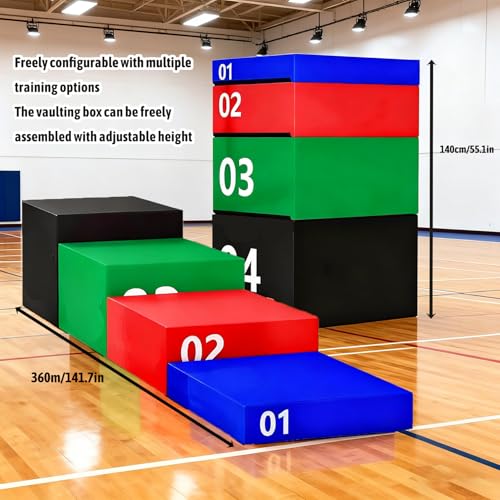 Free Combination Plyo Jump Box 7.9-55.1in Stackable Foam Box with Non-Slip Surface, Shock-Absorbing EPE Foam for Plyometrics, HIIT, Strength Training Home Gym(Size:01# - H: 7.9in) - size: 01# - H: 7.9in