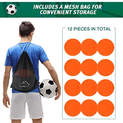 Poly Spots 4 Inch & 9 Inch Non-Slip Flat Cones Spot Markers for Gym Floor - style: Orange 12 Pcs 9inch