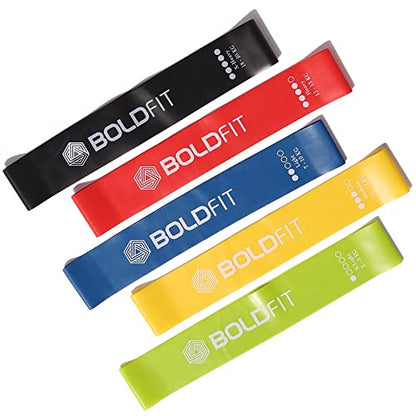 Boldfit Resistance Bands Mini Loop Set, Multicolor, Pack of 5 | Hip Band, Booty Belt, Latex Band, Theraband for Fitness, RMiniloop1