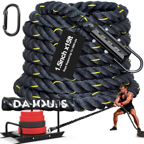Weight Workout Sled Pulling Rope - 1.5 Inch x 15FT Heavy Duty Workout Sled Pull Rope for Tire Pulling, Football Training - Fitness Resistance Exercise Equipment for Men & Women - size: 1.5IN X 15FT