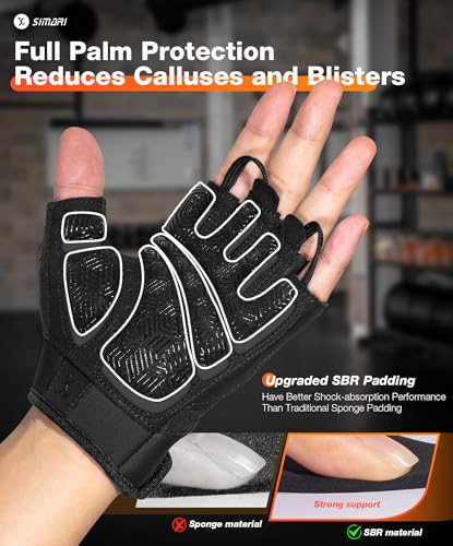 SIMARI Breathable Workout Gloves with Cushion Pad/Grip/Reduce Calluses, Weight Lifting Gloves for Gym Exercise, Cycling, Weightlifting Training, Fitness, Pilates, Kayaking, Gift for Men & Women