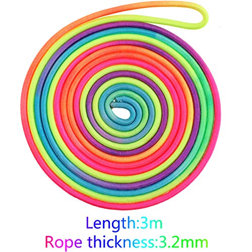 Gejoy 5 Pieces Chinese Jump Ropes Colorful Stretch Rope Elastic Rubber Twist Fitness Game for Outdoor Indoor Play Exercise Toys