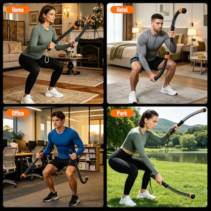 Cordless Battle Rope with Adjustable Resistance Springs, Ropeless Weighted Workout Stick for Strength Training and Cardio Fitness, Home Gym Exercise Equipment