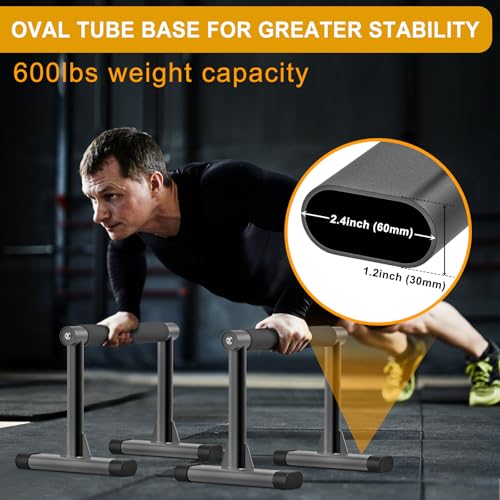 Kipika Parallette Bars for Calisthenics - Push Up & Dip Bar with Wood Handles, Rock-Free Support for Handstand, L-Sit & Home Strength Training, 600LB Capacity, 12" Height