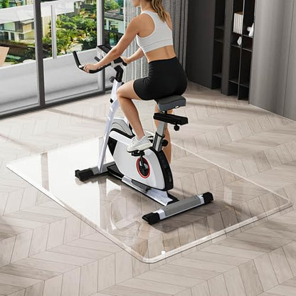 Exercise Bike Mat for Hardwood Floor Protector 36"x48" Clear Waterproof Bike Trainer Mats with Non-Slip Pads for Carpet Durable Thick Indoor Cycling Mat for Home Gym or Workouts